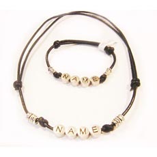 Image for Boys Name Leather Jewellery - Surfer Style