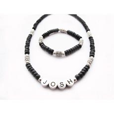 Image for Boys Surfer Style Name Necklace and Bracelet - Josh Design