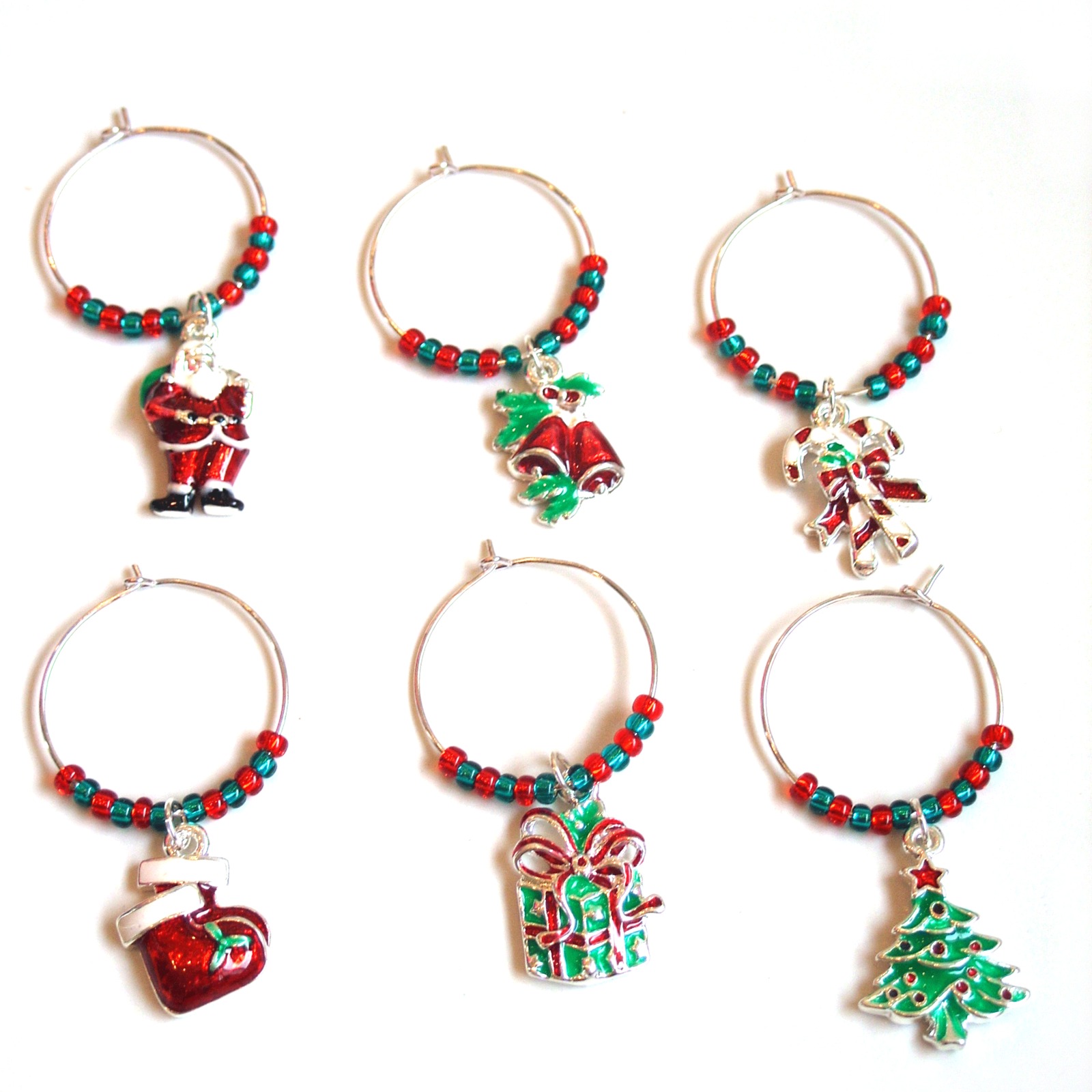 Christmas Wine Glass Charm Rings, Gift Ideas, Wine Glass Charms, Personalised name jewellery for children and adults