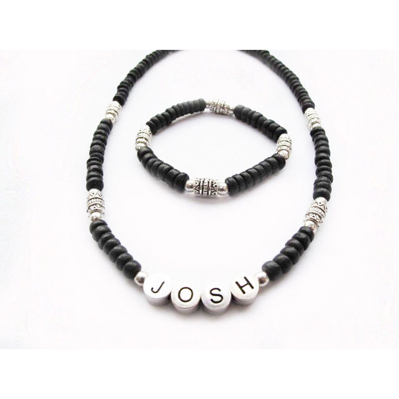 Boys Surfer Style Name Necklace and Bracelet Josh Design Men